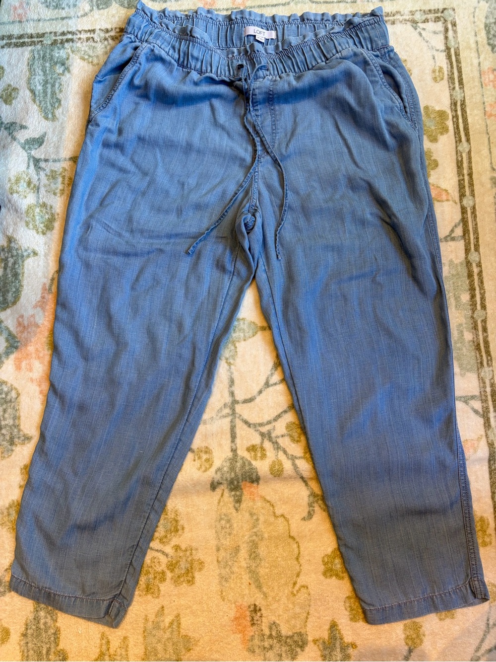 LOFT Women’s Denim-Blue Relaxed Drawstring Jeans